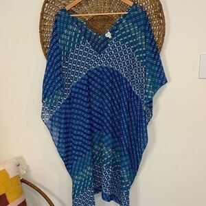 Echo blue geometric print beach cover up one size fits most